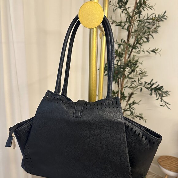 Simple Days Faux Leather Tote In Black - Picture 3 of 5